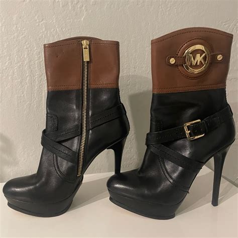 michael kors stockard mixed leather bootie|micheal kors stockard two tone leather riding boot .